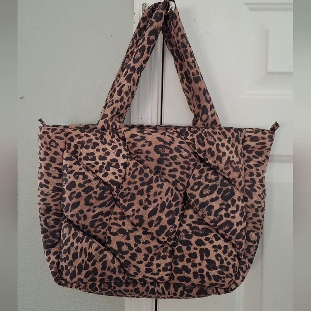 Vince Camuto brown Vtg Leopard Puff Cheetah Tote Handbag Shoulder Bag  Hobo bag - Picture 6 of 11